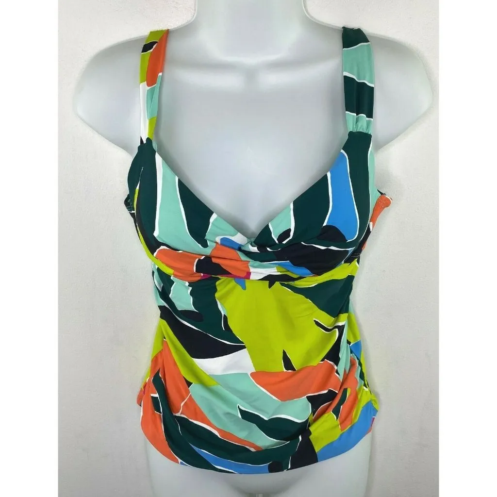 Anne Cole $74 Printed Twist Front Underwire Tankini Swim Top Size 34B/32C - Image 2