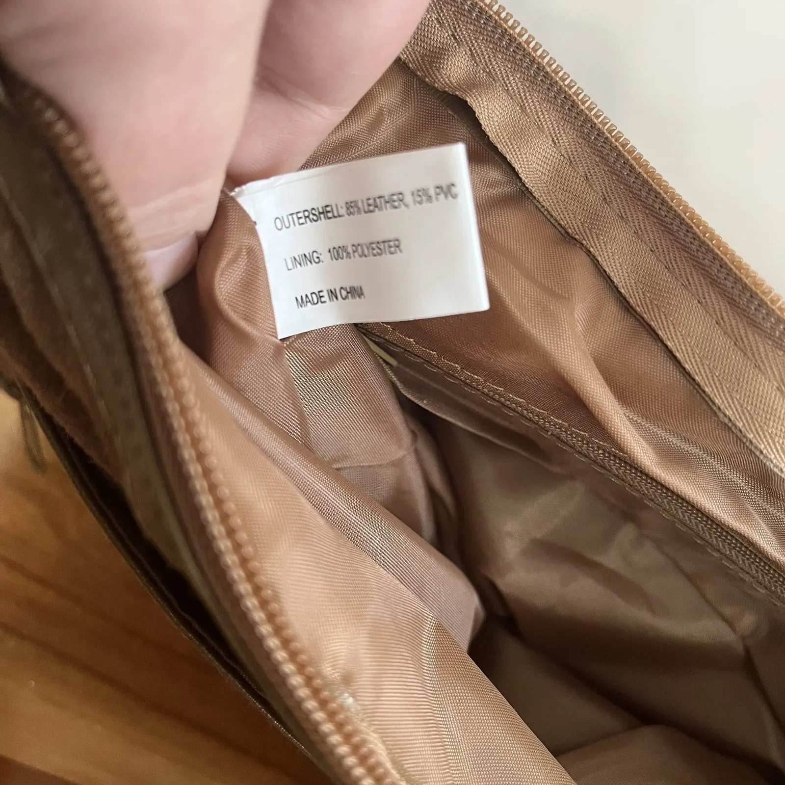 Patchwork Soft Leather & Suede Handbag Purse Shoulder Bag & Coin Purse Tan Brown - Image 7