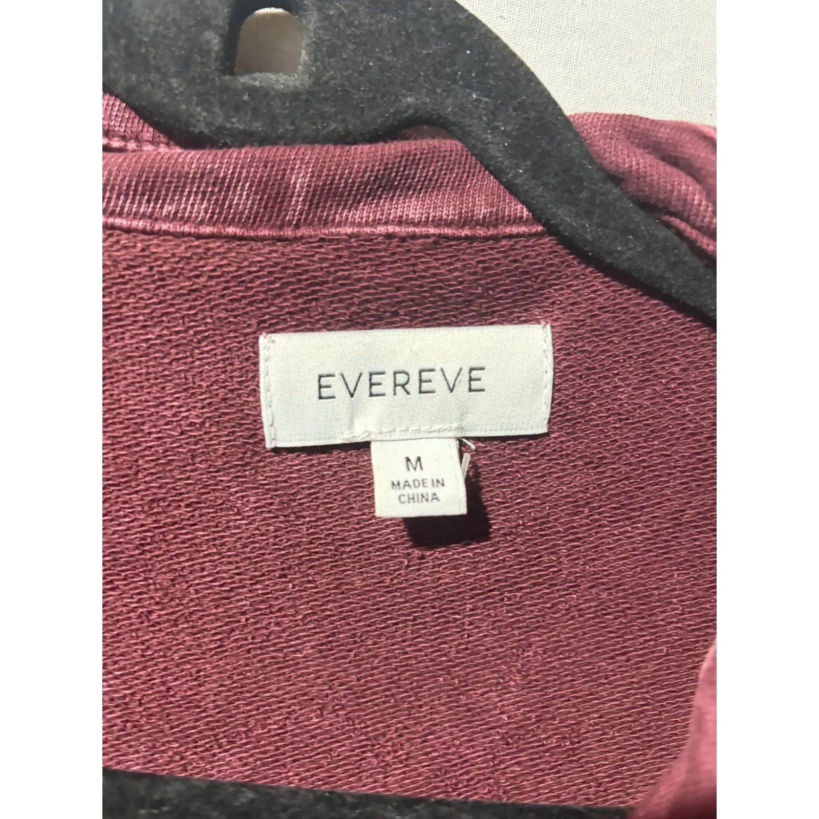 Evereve Burgundy Distressed Button Front Shacket Oversized Cotton Size M - Image 5