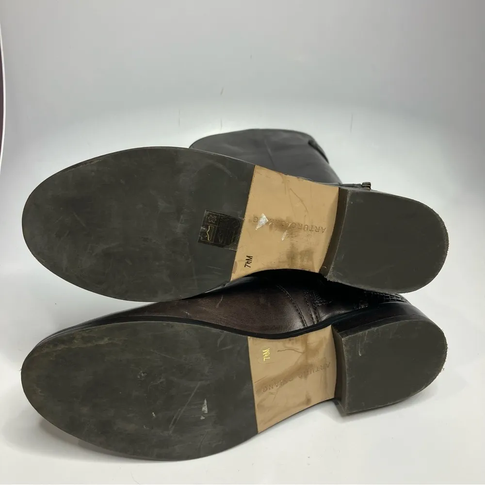 Arturo Chiang brown‎ leather felicity riding boots knee high size 7.5 - Image 11