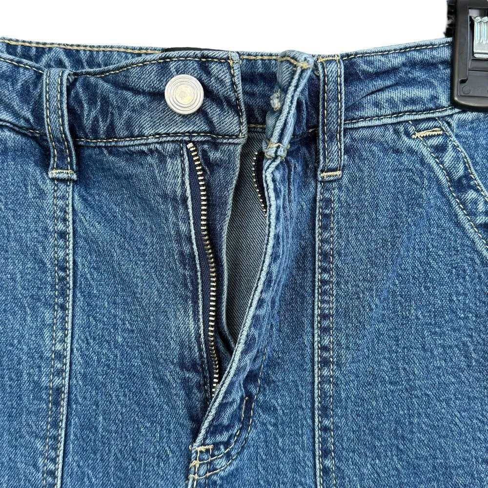 Maeve by Anthropologie SZ 27 Wide Leg Crop Jeans High-Rise Zip-Fly Pockets Blue - Image 3