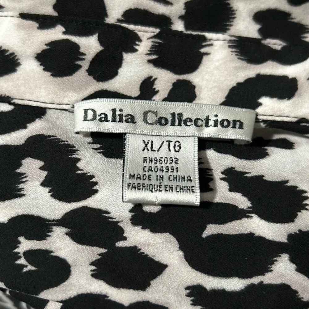 Dalia‎ Collection Black Gray High Low Long Sleeve Button Up Blouse Size XL - Image 4