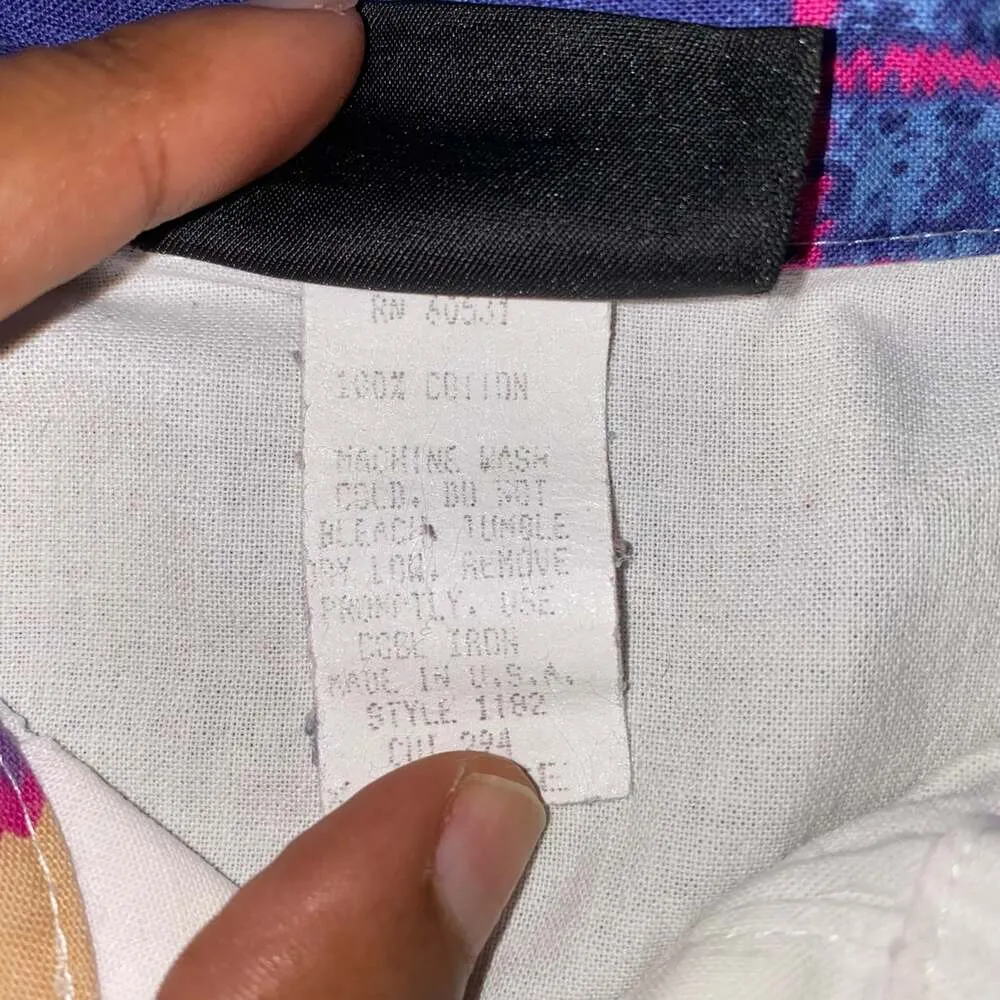 Vintage Roughrider by Circle Shirt Aztec Western Print overlay w/silver button Purple Size L - Image 6