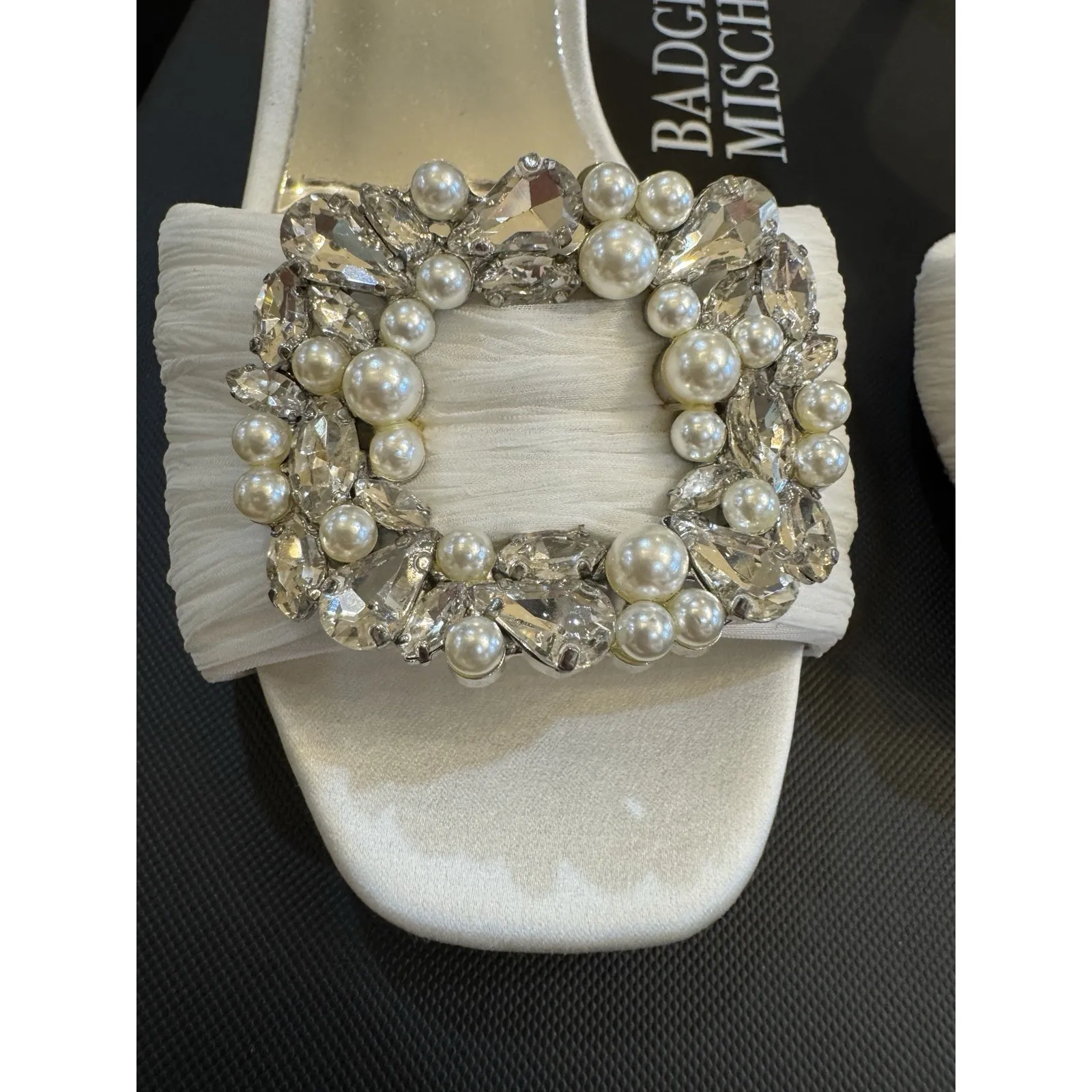Badgley Mischka Women's Nina Heeled Sandal Peep Toe Rhinestone Size‎ 7 Bridal - Image 5