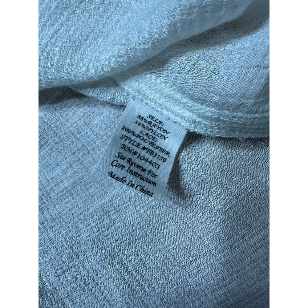 Mine White Floral Embroidery Cottagecore Prairie Boho Peasant Top Sheer Flaws - Image 12