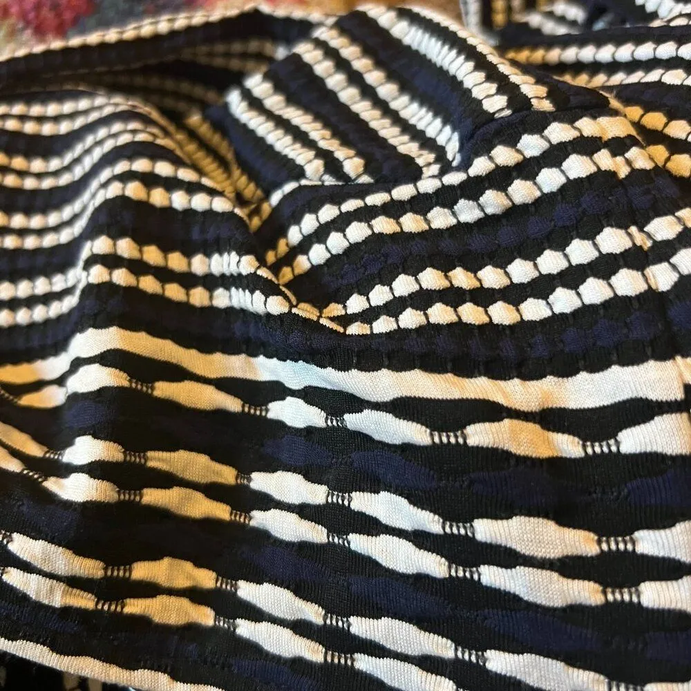 Tory Burch navy, black & White tie front large duster - Image 9