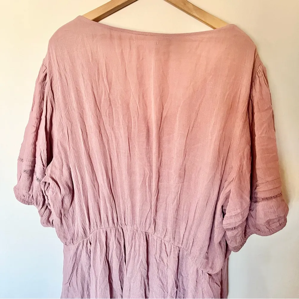 Maurice’s Light Pink Button Front Puff Sleeve Mini Dress Feminine Romantic XXL - Image 8