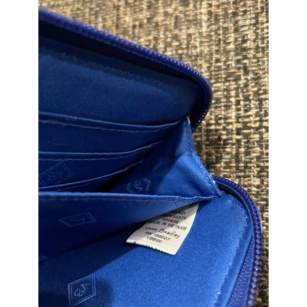 VERA BRADLEY Blue White Zip Embroidered Kansas Univ Jayhawks Wallet Wristlet - Image 5