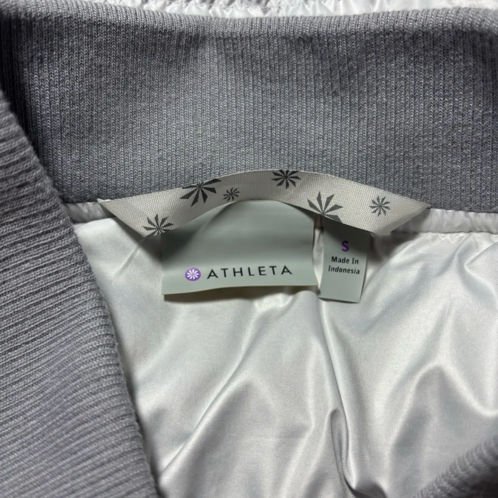 Athleta‎ Womens Jacket Goose Down Dooby Bomber Jacket Coat Gray Size S - Image 9