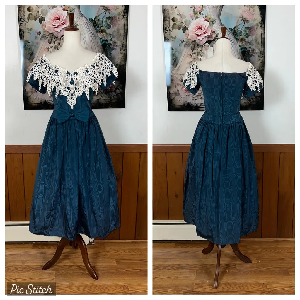 Beautiful Vintage 90s Scott McClintock Iridescent Taffeta Formal Dress! White Size 4 - Image 2