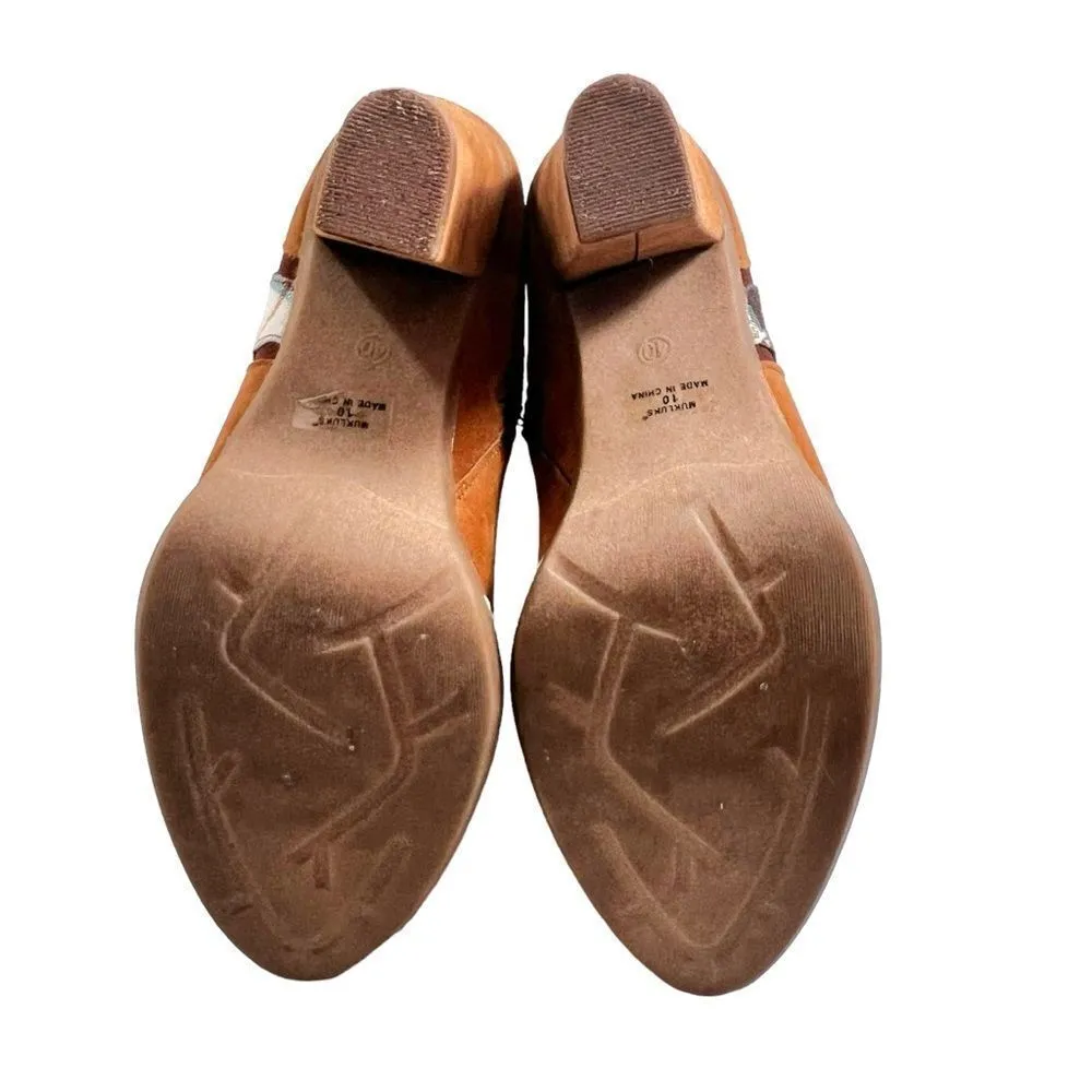 Muk Luks Nola brown:suede vegan boho patchwork heeled boots Brown Size 10 - Image 10