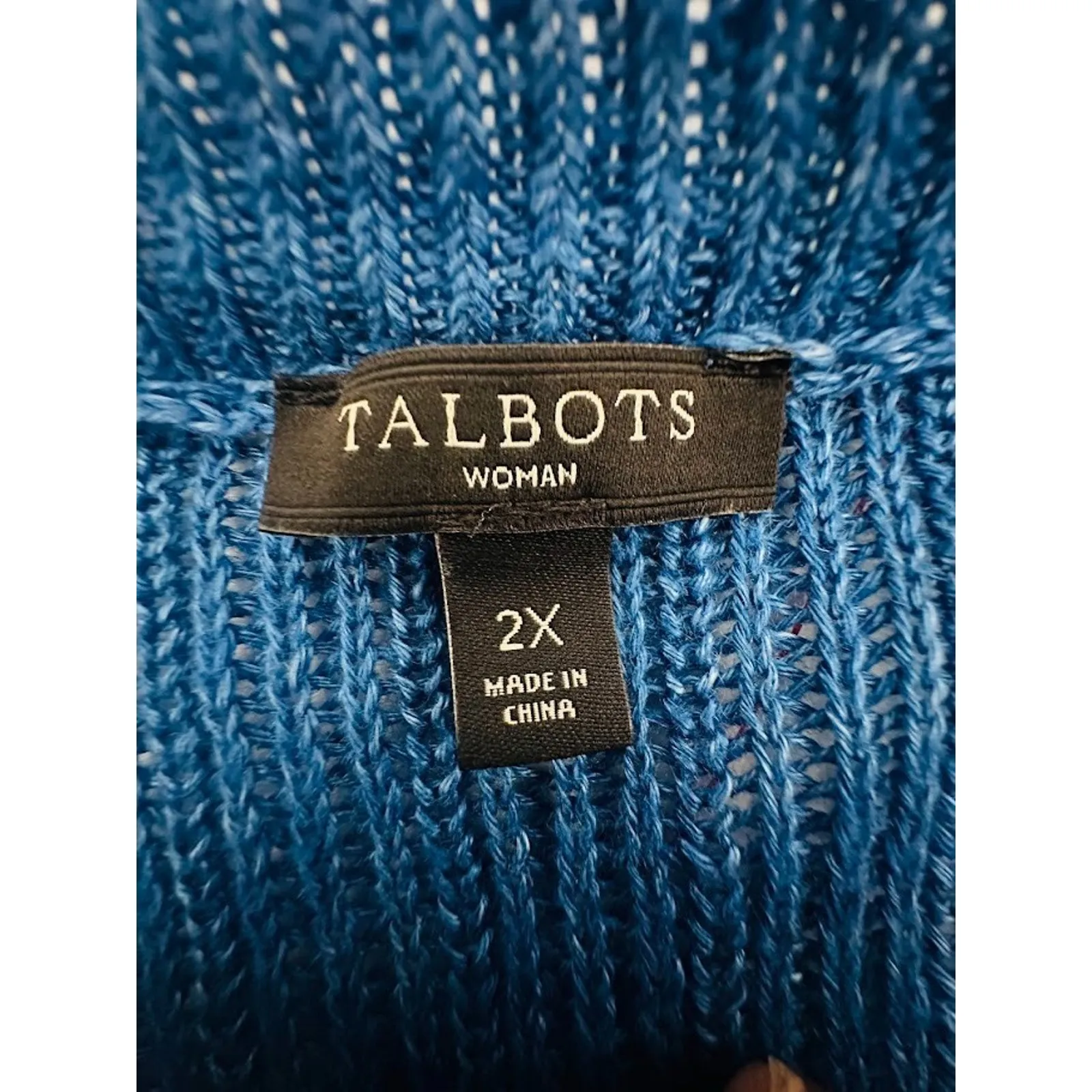 Talbots Woman Sweater Plus 2X Coastal Blue Open Front 100% Linen Cardigan Beach - Image 5