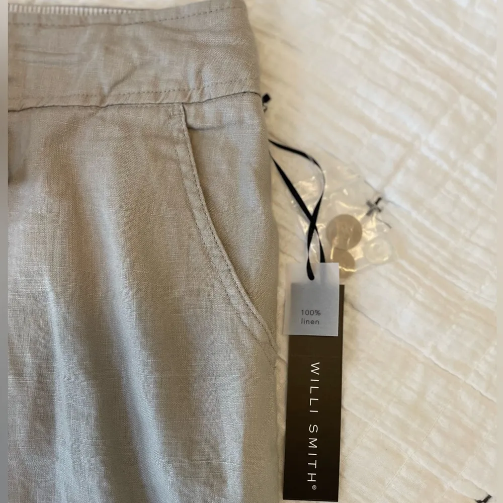 WILLI SMITH Linen Belted Waist Bermuda Walking Shorts Size 4 Oatmeal Beige NWT - Image 4