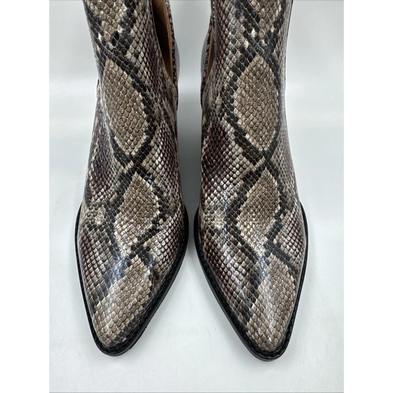 Jeffrey Campbell Tan, Black & White Multicolor Snake Animal Print Boots Rella 9 - Image 3