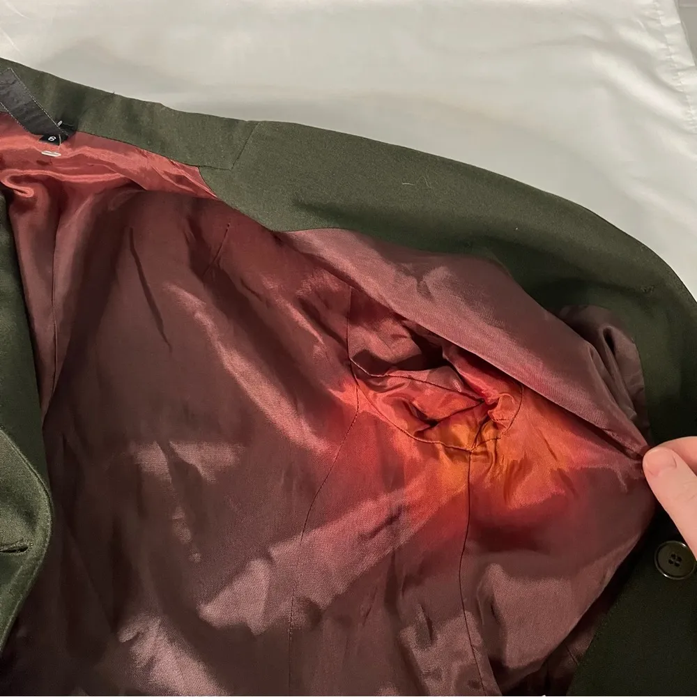 VTG Laundry by Shelli Segal size 6 Army Green Button Front Blazer Jacket Office - Image 9