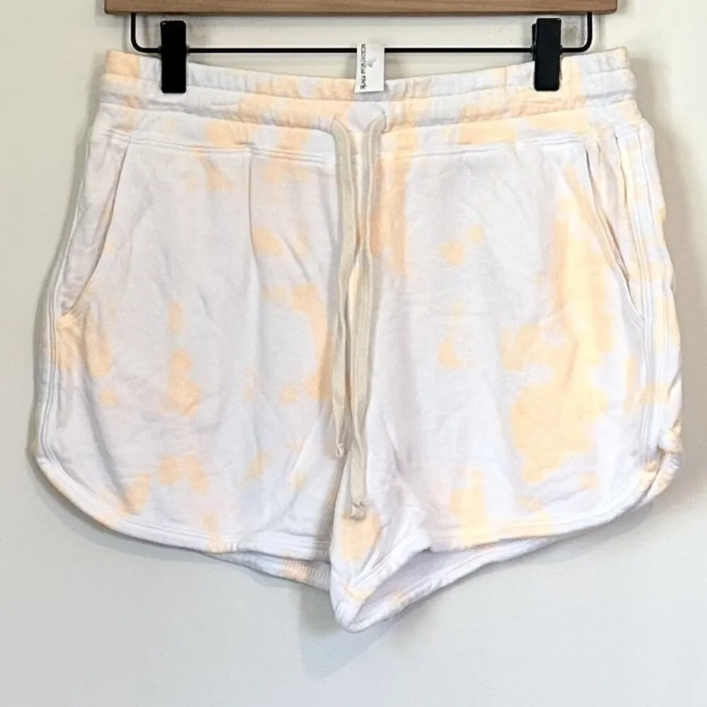 NWT Sundry Drawstring Waist Terry Sweat Shorts White Orange Cream Tie Dye - 2(M) - Image 2