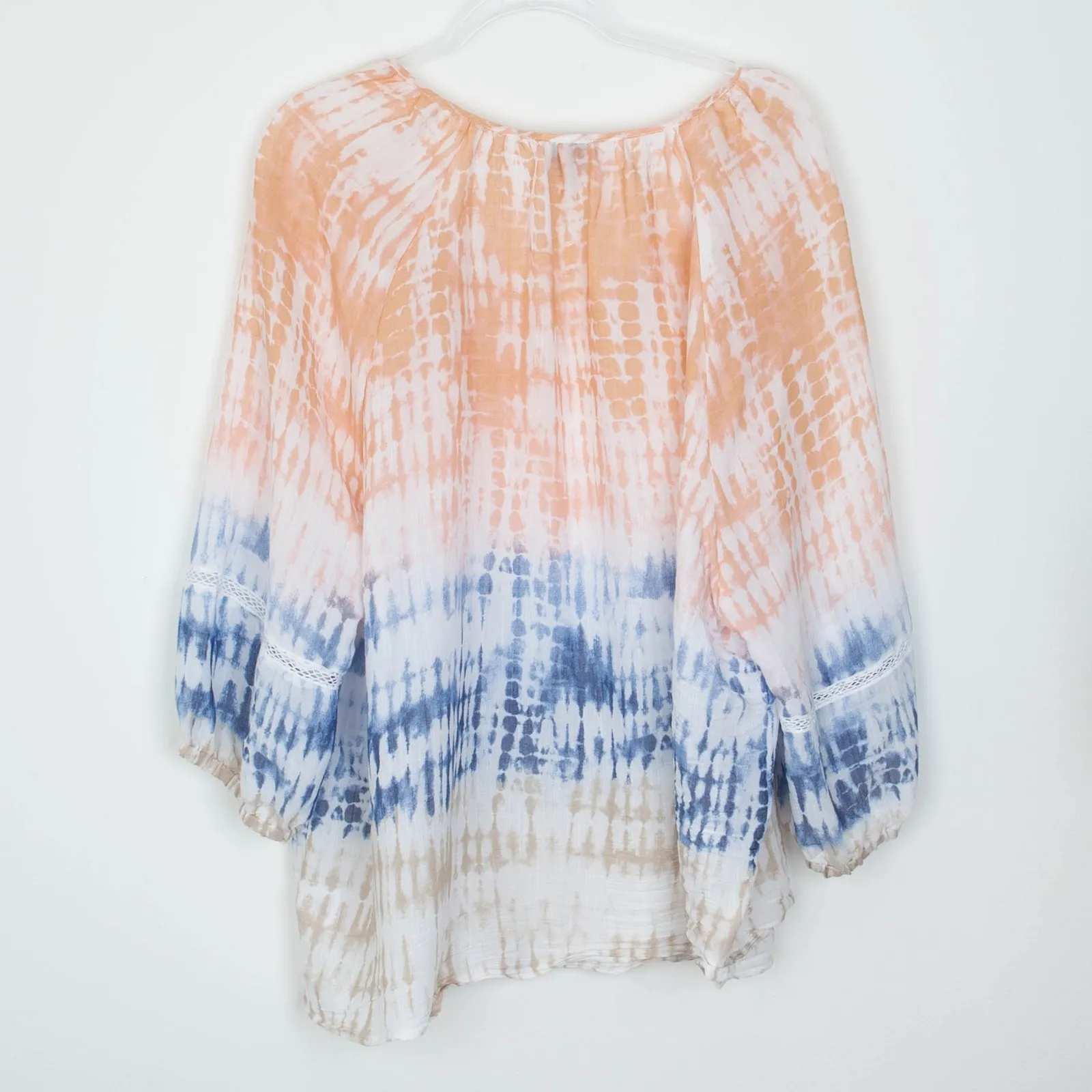 Como Vintage Womens Tie Dye Lace Detail Blouse Size 3X Beachy Boho Cottagecore - Image 8