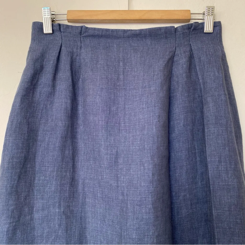 PESERICO Sign Linen Mini/Knee Length Skirt Blue Sz 42 US 6 Medium - Image 2