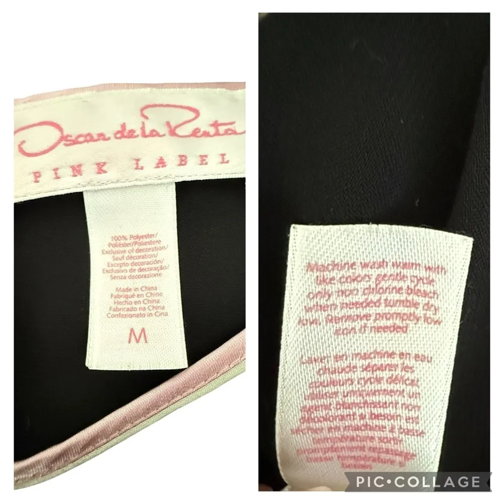 Oscar De La Renta Pink Label Black Embroidered Floral Y2K Slip Dress Size Medium - Image 12