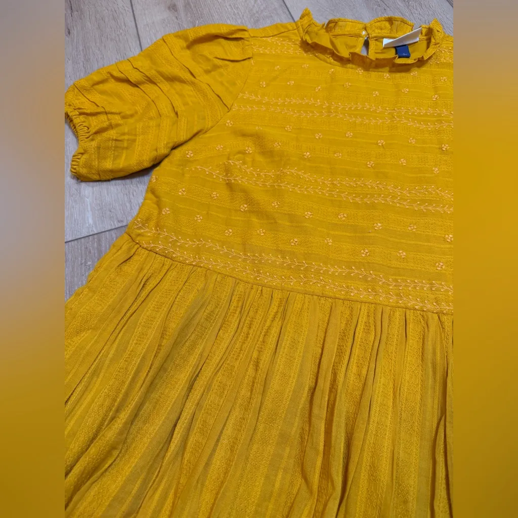 Universal Thread embroidered Mustard Yellow puff Sleeve Dress size Small - Image 5