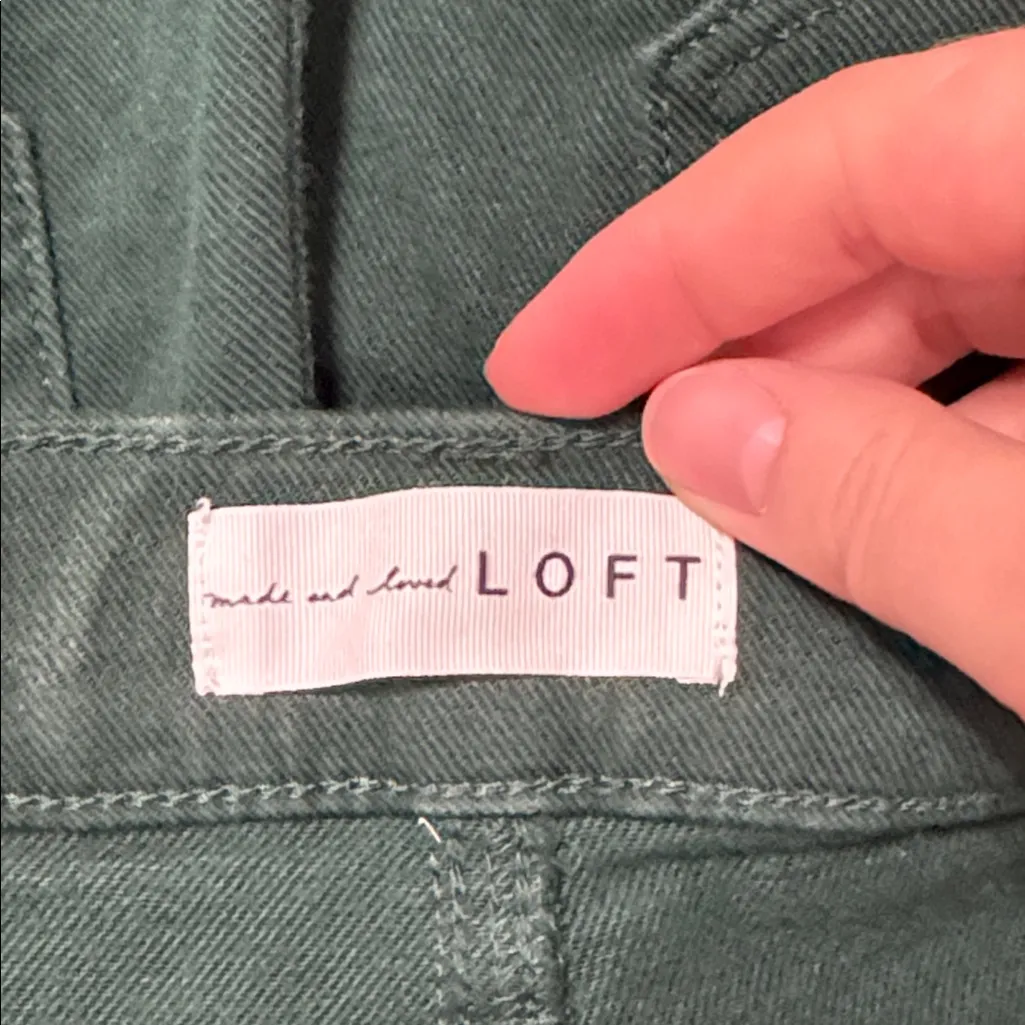 LOFT Forest Green Denim Hi-Rise Straight Leg Jeans Fall 2024 size 27 - Image 11