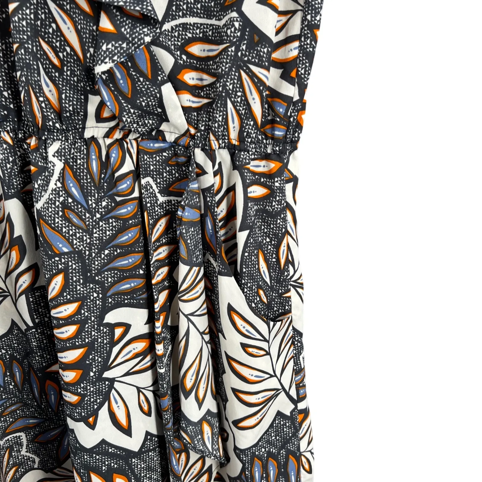 Long Tall Sally Women's Dress US 14 Leaf Print Short Sleeve Casual Black - Image 3