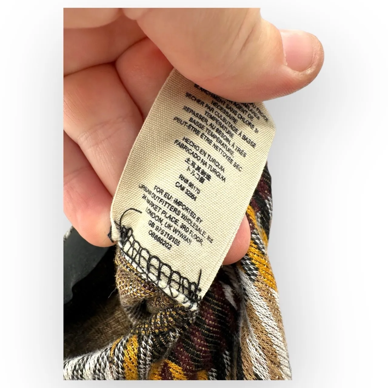 Free People Plaid Pattern Yellow Brown White Straight Leg Pants Style - Image 10