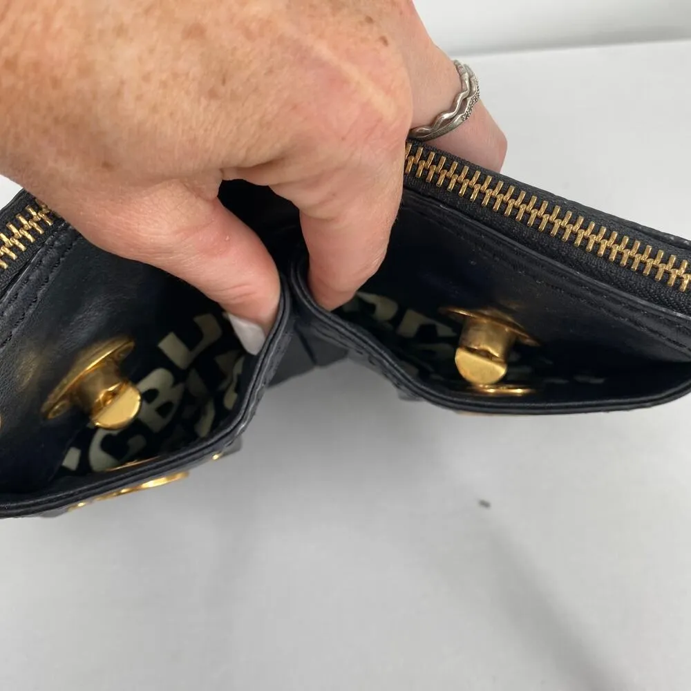 Marc Jacobs Black Leather Turnlock Double Front Pocket Crossbody Purse - Image 4