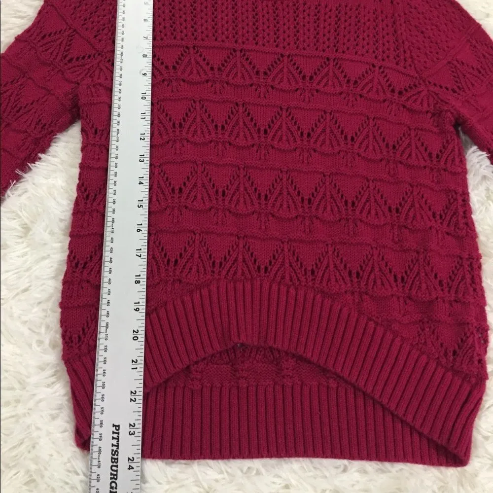 Cremieux Maroon Pink Chunky Sweater Medium - Image 3