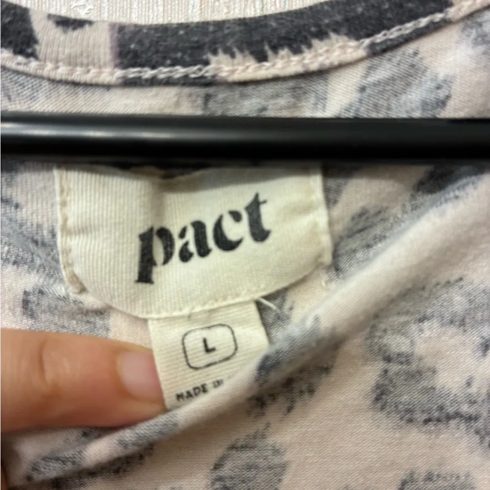 Pact Animal Leopard Knit Dress L Tiered Short Sleeves Empire Org Cotton Blend - Image 6