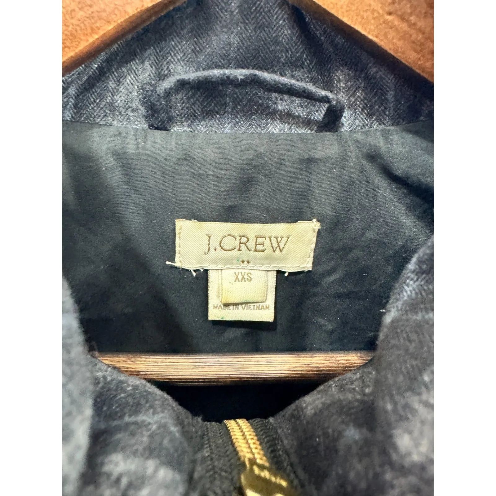 J Crew Womens Plaid Quilted‎ Down Vest XXS Gray Equestrian Preppy Quiet Luxury - Image 2