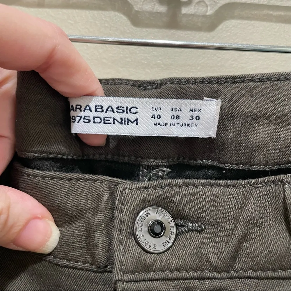 Zara Ribbed Mid Rise Skinny Jeans Green Size 8 - Image 6