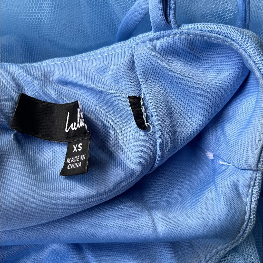 Lulus Charming Glamour Baby Blue Mesh Tulle Maxi Dress Gown Prom Formal XS - Image 2