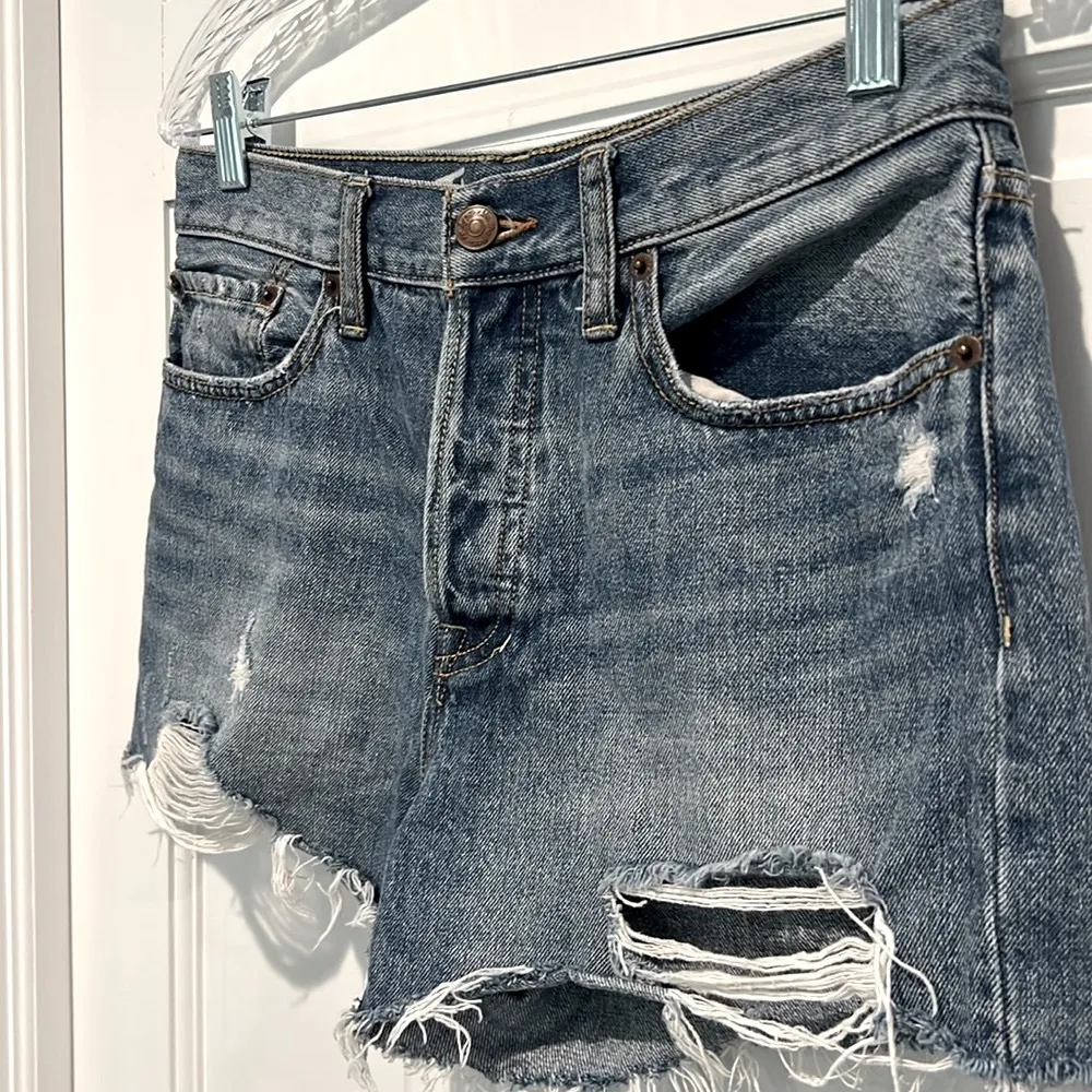 We the Free Denim Shorts Free People Jean Shorts Button Fly Size 28 Mid Rise - Image 2