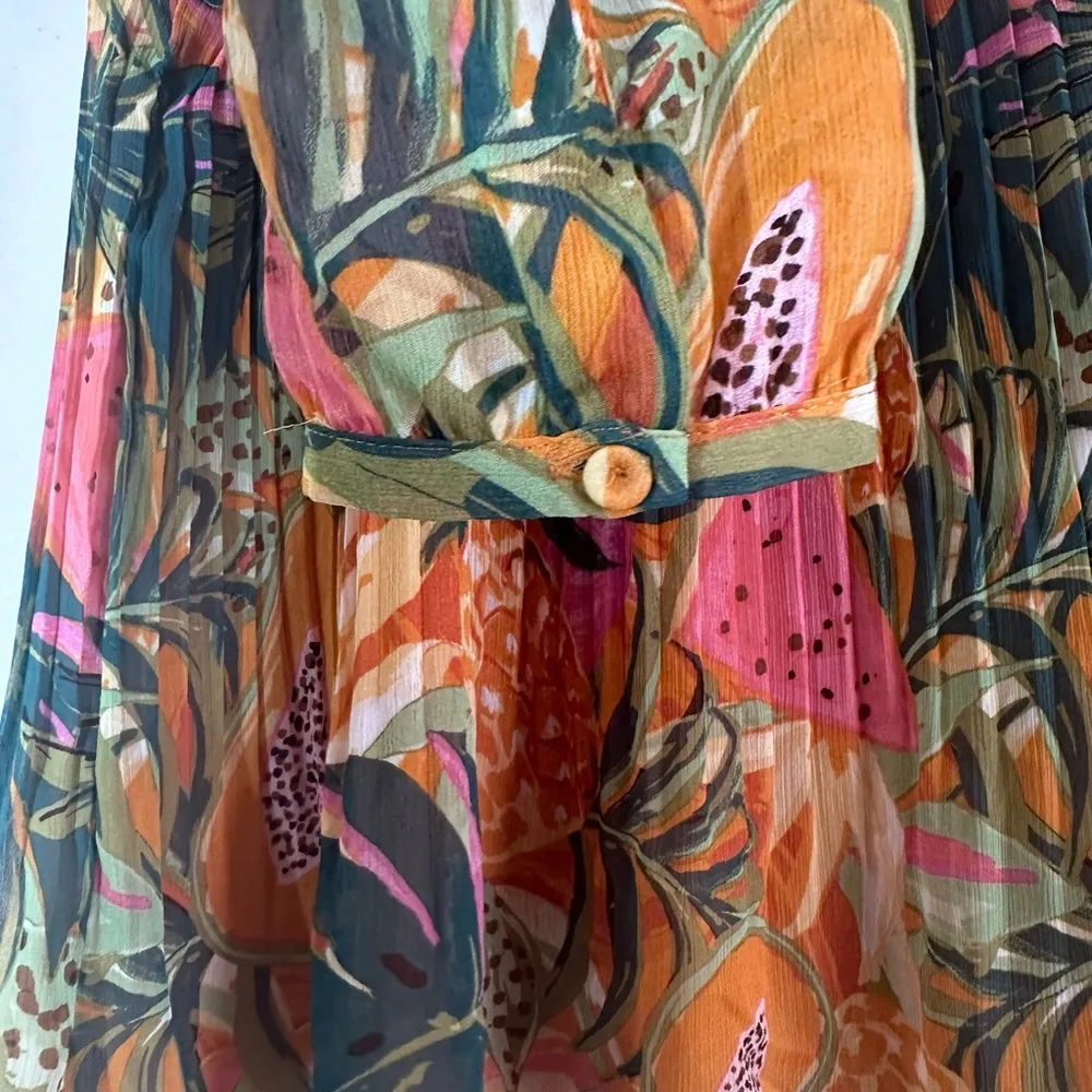 Daniel rainn Papaya print pleated boho blouse XS NWT - Image 7
