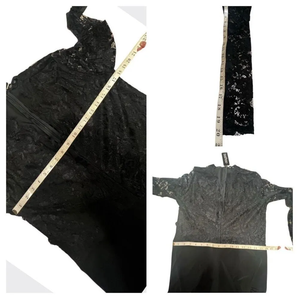 Boohoo lace Top  Low  Scalloped V Jumpsuit Black Sz 12 NWT - Image 7