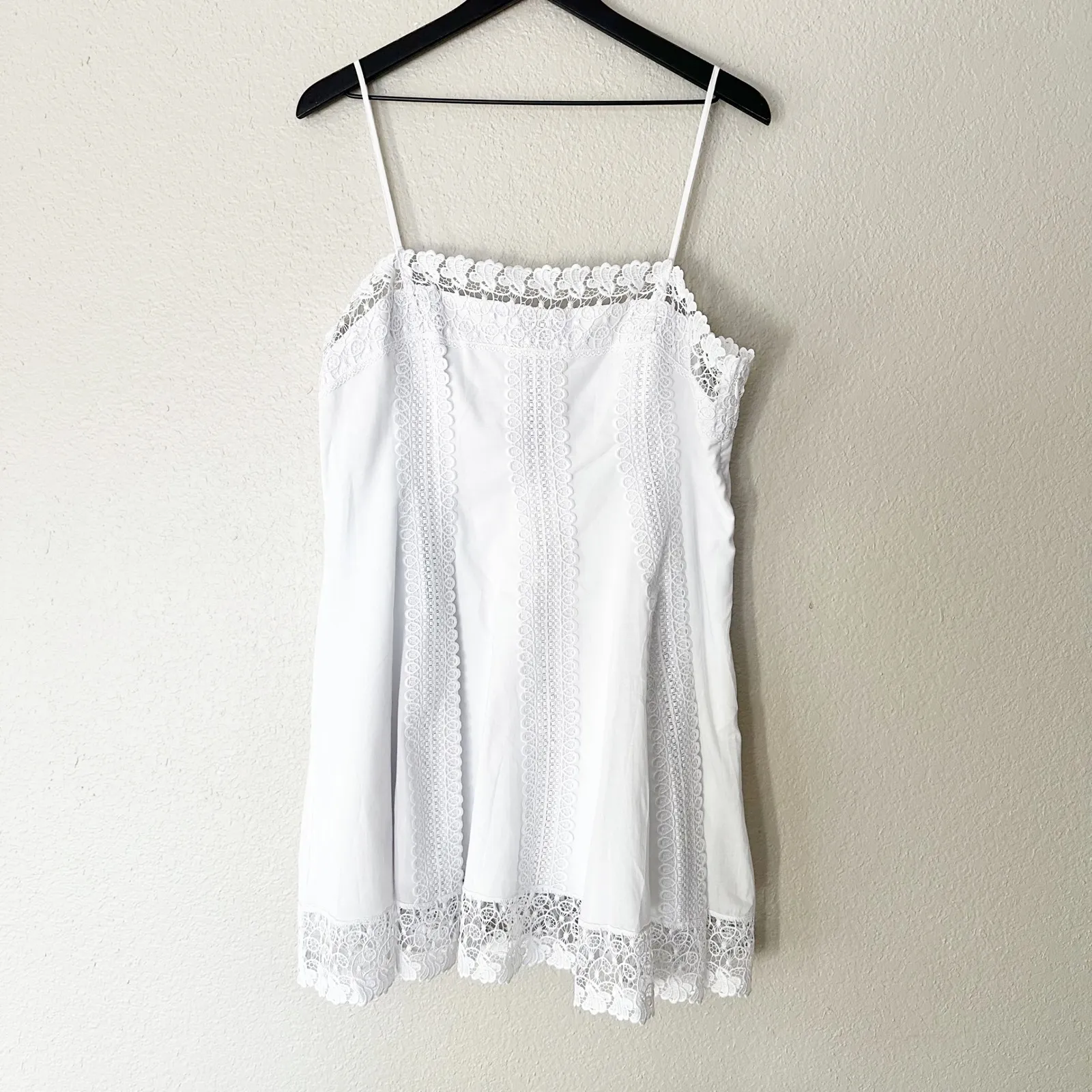 Charo Ruiz Short Dress Ornella White Lace Trim Mini Slip Dress Womens Large NEW - Image 3