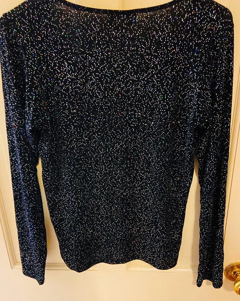 Vintage  glitter black long sleeve shirt - Image 2