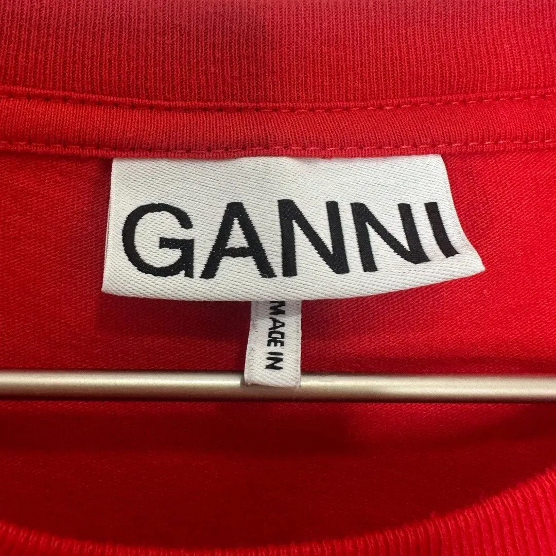 GANNI Red Logo Graphic T-Shirt Women’s Small - Image 5