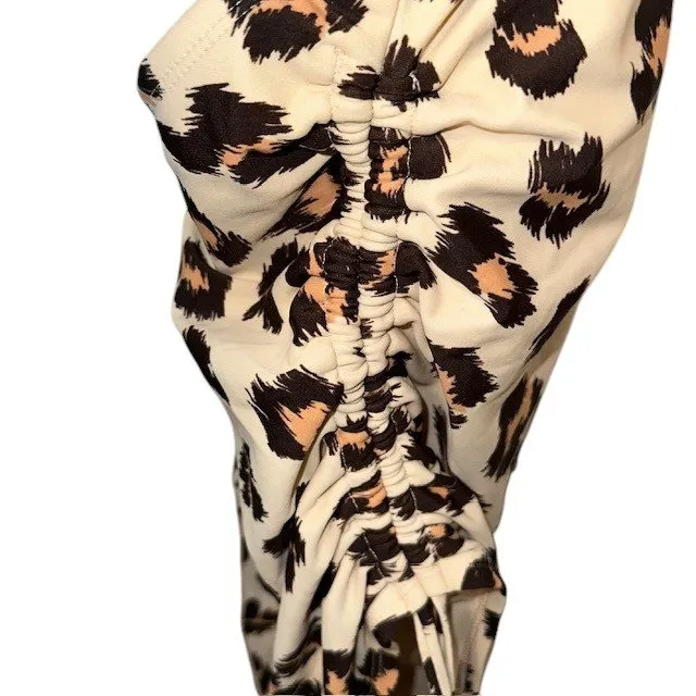 Kona Sol Leopard Print One Piece Swimsuit Adjustable Ruched Sides Size L - Image 7