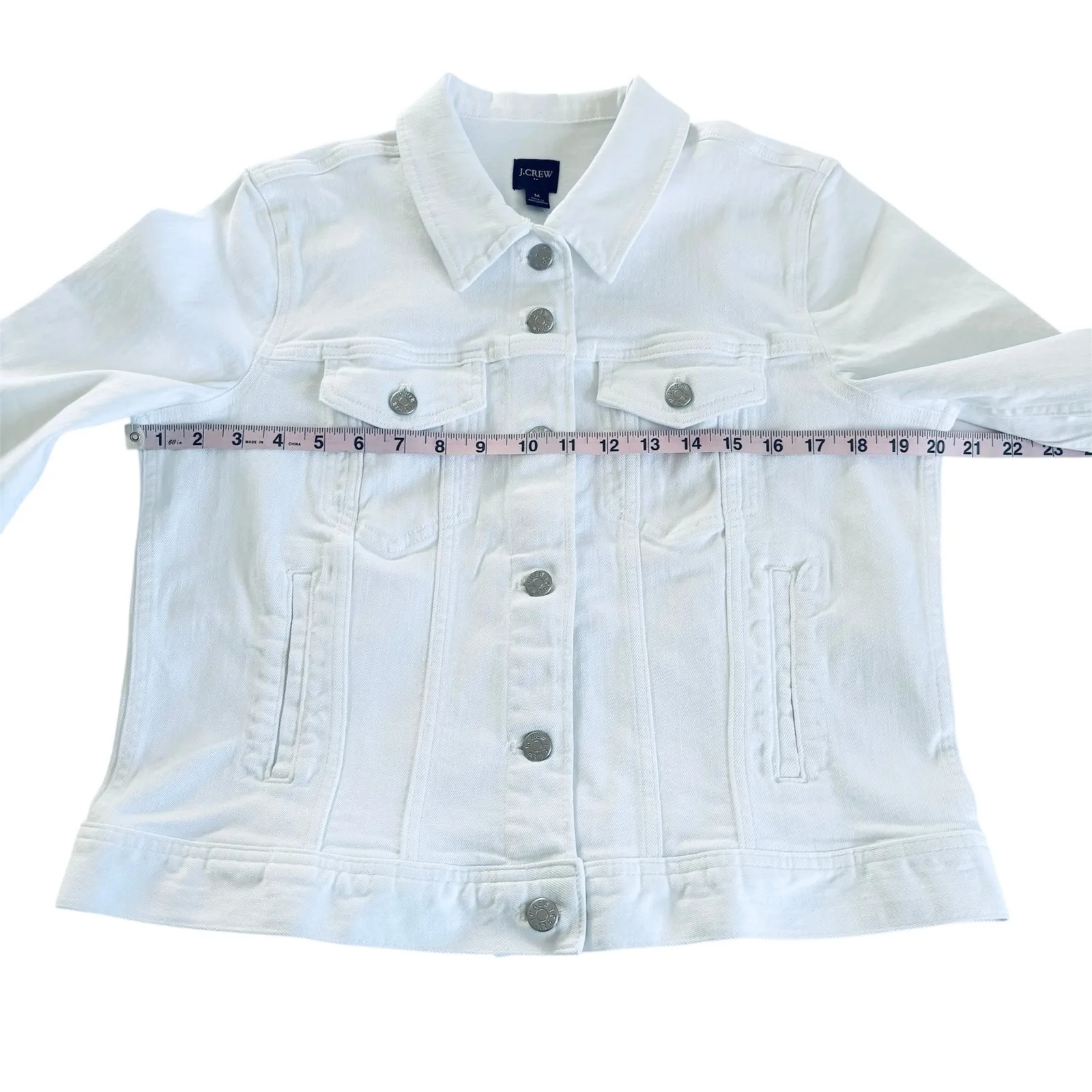 J.Crew Classic Cotton Jean Jacket in White Wash Denim Womens Medium NWT Casual - Image 4