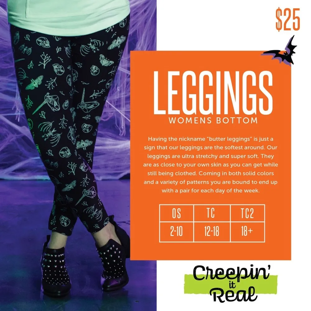 LULAROE Purple HALLOWEEN Monsters OS One Size Leggings - Image 4