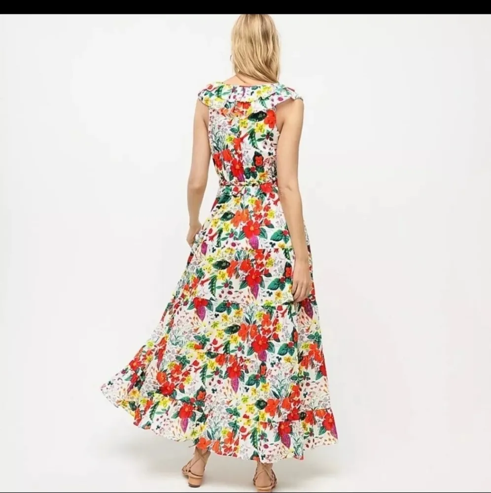 NWT J.Crew Ruffle-front Maxi in Ratti Island Botanical Print Cotton Dress 6 - Image 3