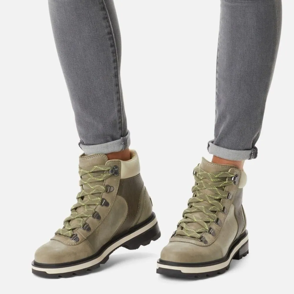 Sorel Green Leather Suede Waterproof Lace Up Lennox Hiker Stkd Ankle Boot 9.5 - Image 2
