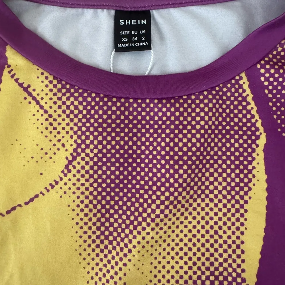 Shein Purple and Yellow Graphic Tee - Image 2