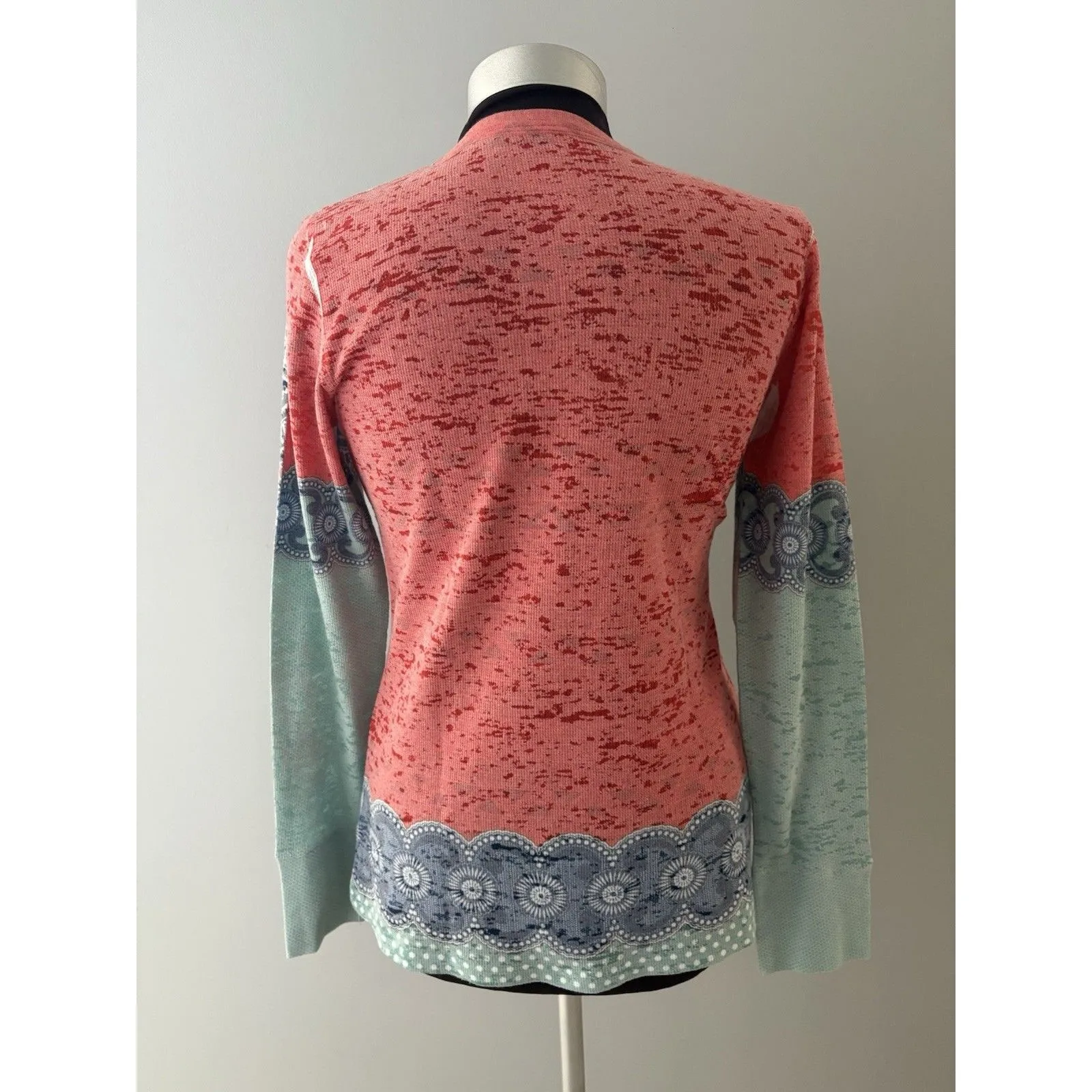 Whimsy Rose Baby Waffle Knit Top Size M Elephant Print Lightweight Boho Indie Blue Size M - Image 5