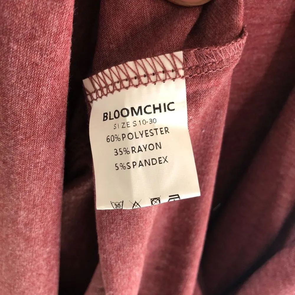 Bloomchic Solid Pleated Front Button Detail V Neck T-Shirt Russet Red 14-16 - Image 7