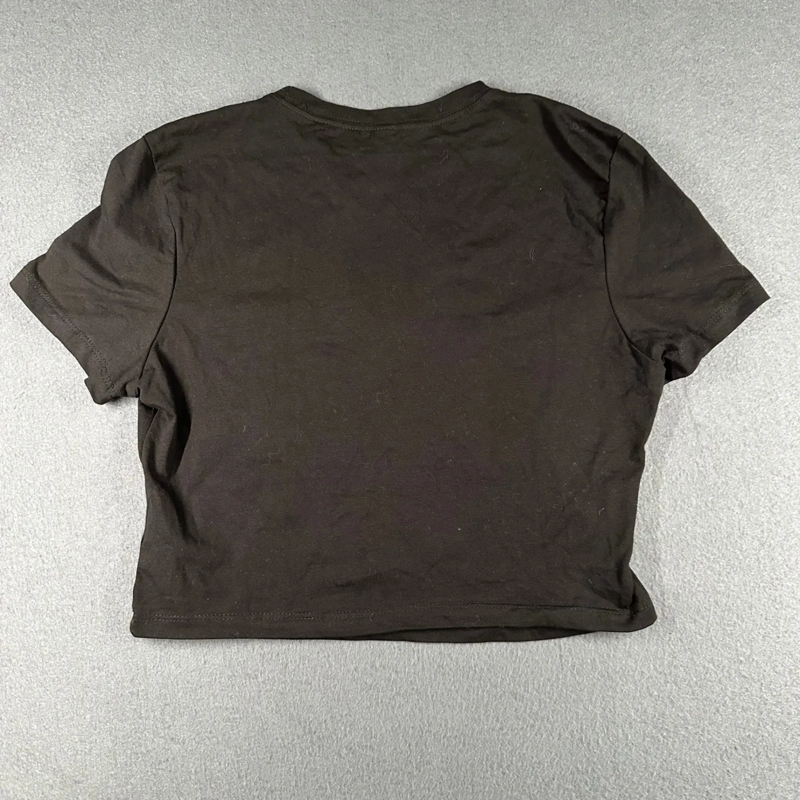 SHEIN SXY Crop Top Womens Large Black Ripped Cut Out Front Tee‎ Short Sleeve NWT - Image 8