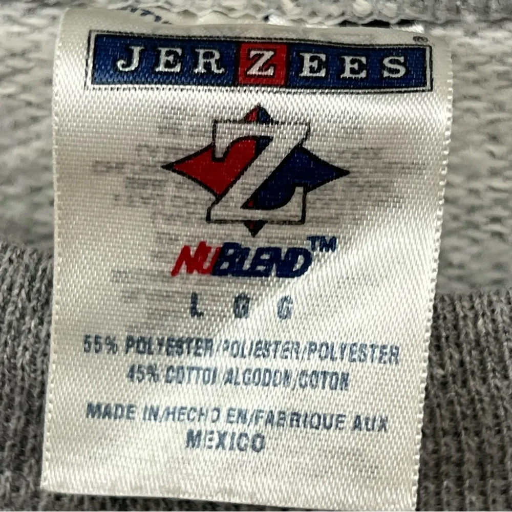 Vtg Jerzees Gray Bear Graphic large Crewneck Sweater USA American flag colorpop - Image 2