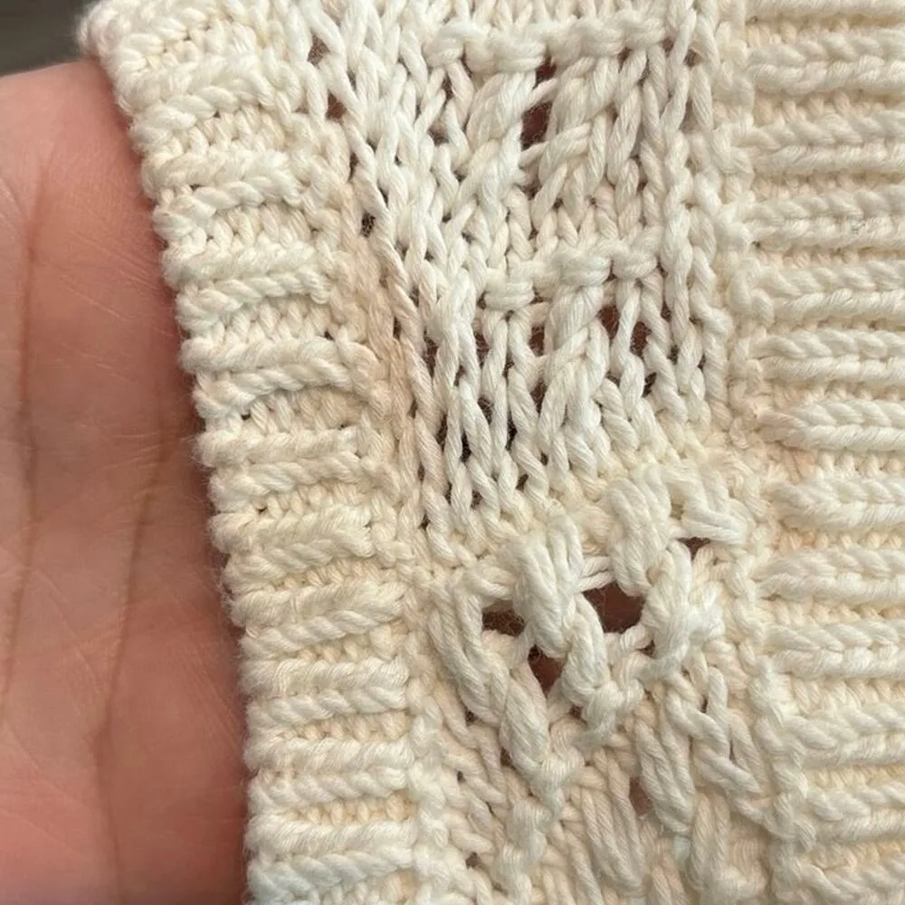 NWT Madewell Crochet-Knit Crewneck Sweater Tank In Bright Ivory Size Medium - Image 8